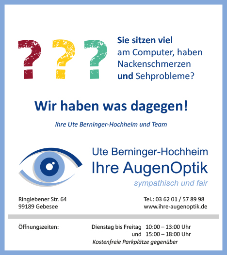 Sie sitzen viel am Computer, haben Nackenschmerzen und Sehprobleme?